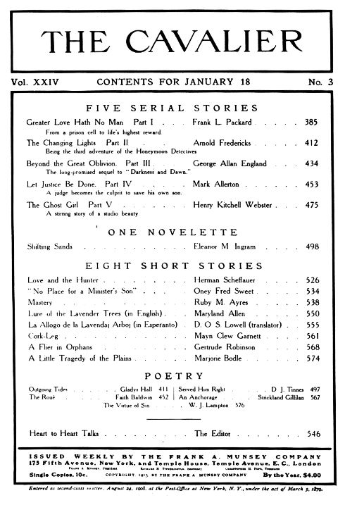 The Cavalier, 18 Jan 1913