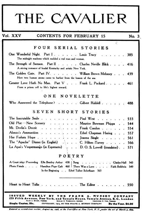 The Cavalier contents 15 Feb 1813